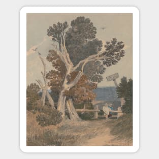 A Group of Trees by a Fence by John Sell Cotman Magnet